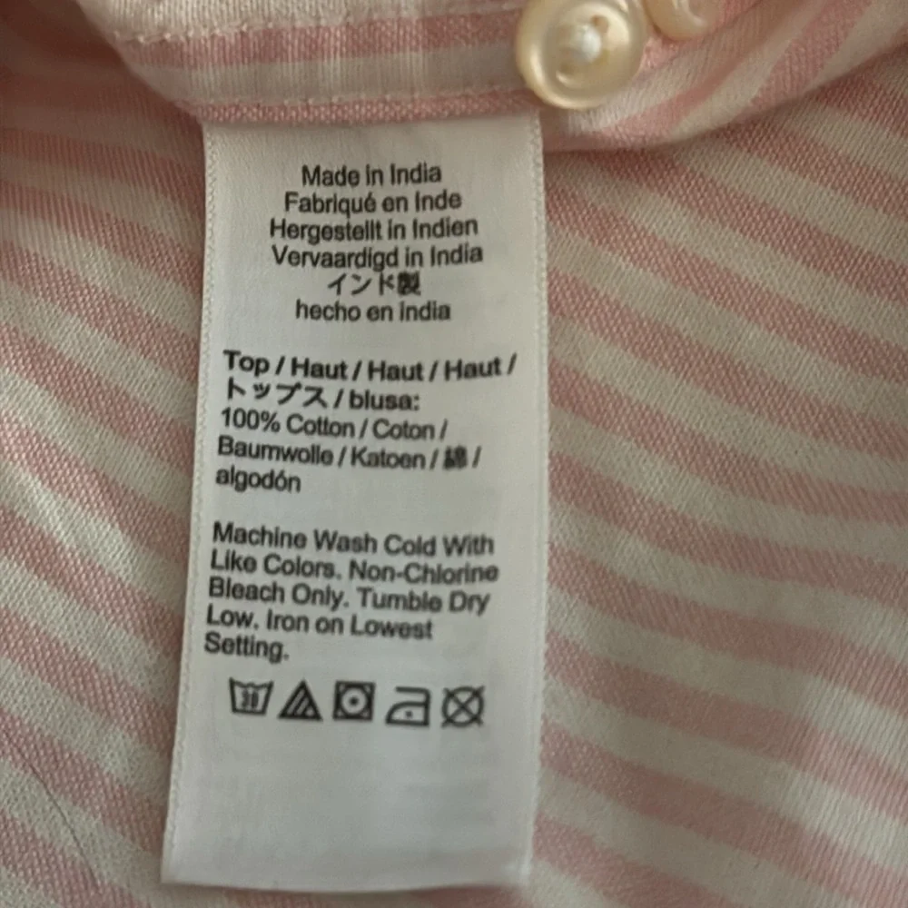 Slim Broken-In 100% Cotton Oxford Button Down Shirt Size M White Pink Stripes Up
